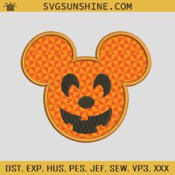 Mickey Halloween Embroidery Design, Mickey Head Pumpkin Embroidery Files, Halloween Machine Embroidery Design