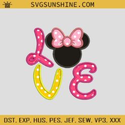 Minnie Love Embroidery Design, Minnie Valentine Embroidery Files, Minnie Machine Embroidery Design