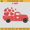Pickup Truck With Heart Embroidery Design, Truck With Heart Embroidery Files, Valentine Machine Embroidery Design