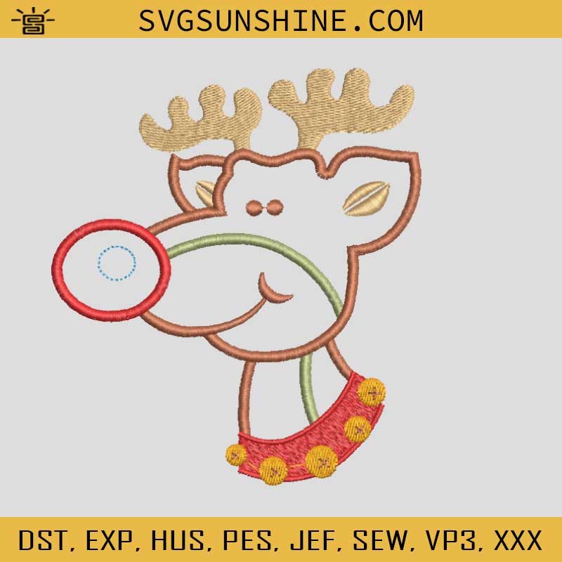 Reindeer Rudolph Embroidery Design, Christmas Embroidery Files, Santa Claus Machine Embroidery Design