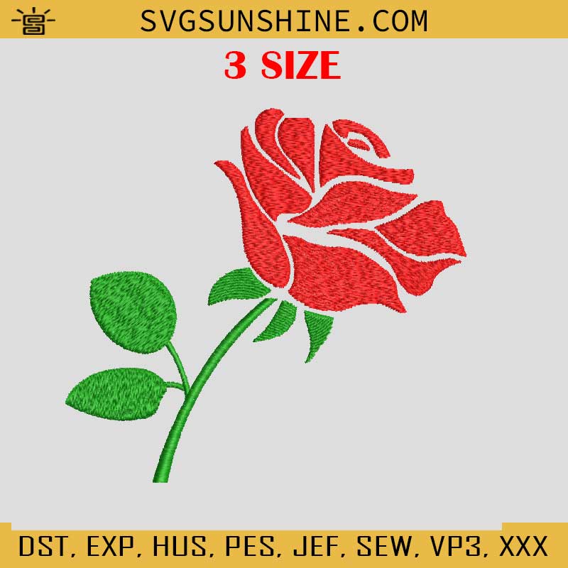 Rose Embroidery Design, Rose Flower Embroidery Files, Rose Machine Embroidery Design