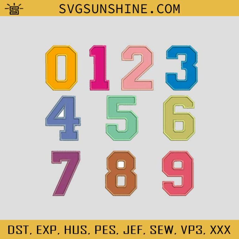 Numbers Applique Embroidery Design, Numbers Embroidery Files, Numbers