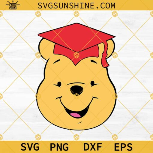Pooh Bear Graduation Cap SVG, Winnie The Pooh Graduation SVG PNG DXF EPS Cricut Silhouette