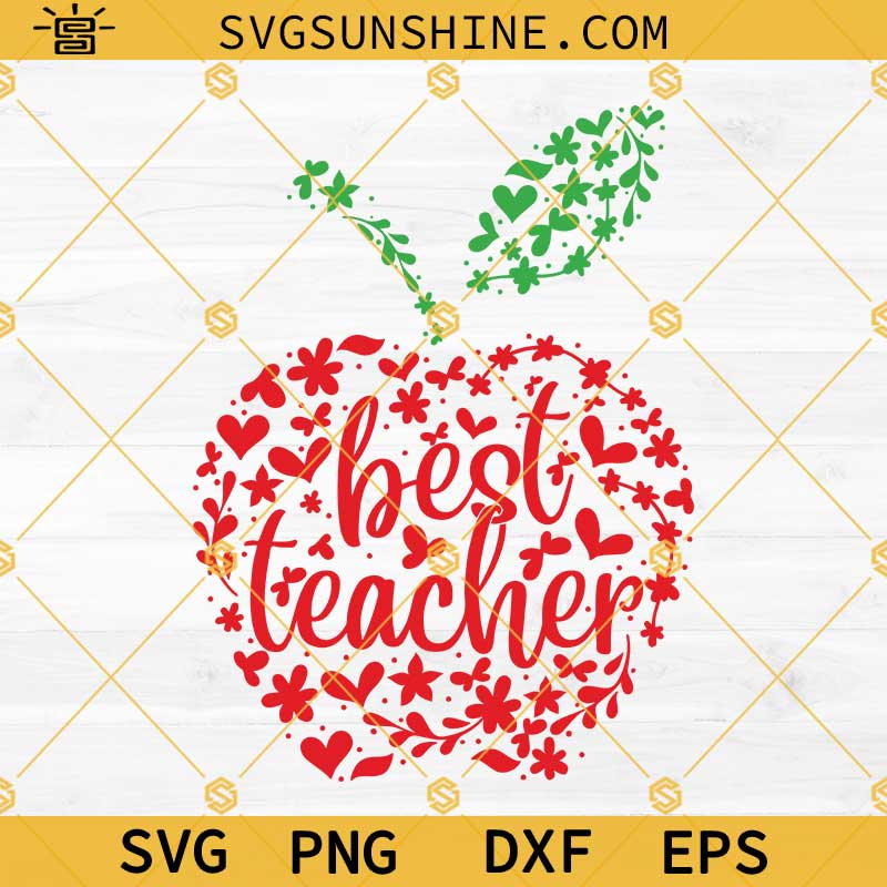 Best Teacher SVG, Teacher's Apple SVG, Teacher's Gift SVG, Teacher Appreciation Week SVG, Teacher SVG
