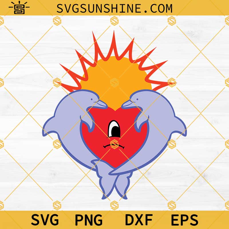 Bad Bunny Dolphins with Sad Heart SVG, Un Verano Sin Ti SVG, Bad Bunny SVG, Bad Bunny Sad Heart SVG