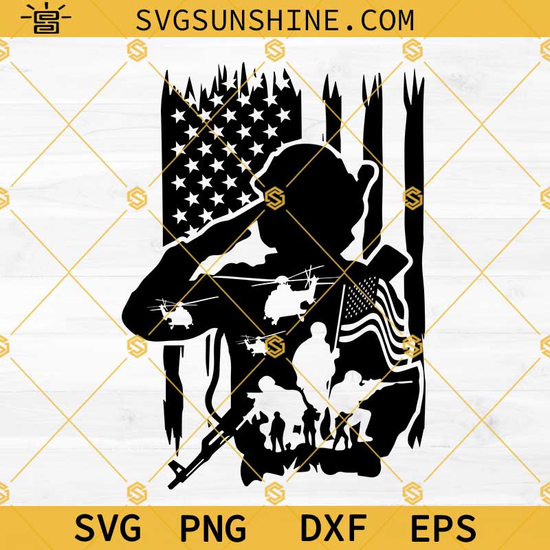US Flag Soldier Scene SVG, Military SVG, USA Army SVG, Combat Scene SVG, Veteran SVG, Soldier SVG