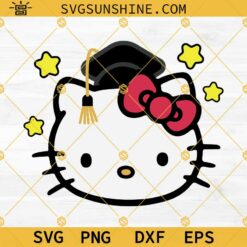 Pink Hello Kitty Graduation Cap SVG, Hello Kitty Senior SVG