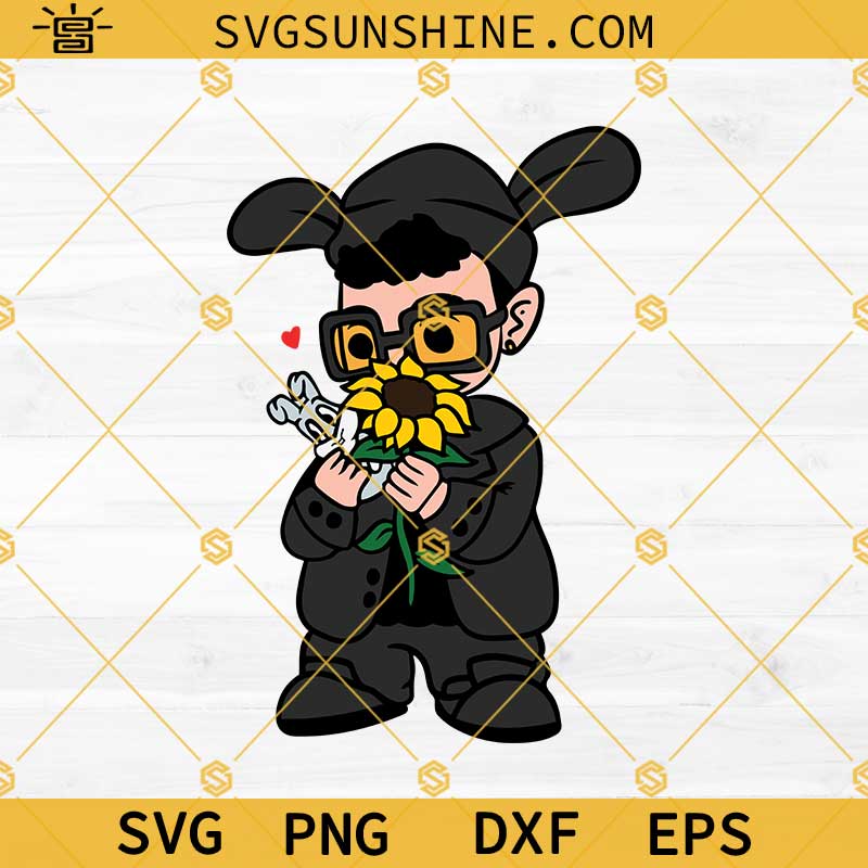 Bad Bunny Sunflower SVG, Baby Benito SVG Bad Bunny SVG Layered Cricut
