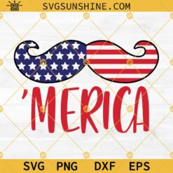 4th Of July SVG, Usa Merica Mustache SVG, Patriotic SVG, Merica SVG Files For Cricut, Fourth Of July SVG, July 4th SVG, Independence Day SVG