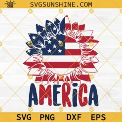 America Sunflower SVG, 4th Of July SVG, Patriotic Sunflower SVG, Sunflower American Flag SVG, Fourth Of July SVG