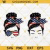 American Messy Bun Hair SVG Bundle, Messy Bun USA SVG, Messy Bun Girl SVG, Mom 4th Of July SVG, Independence Day SVG