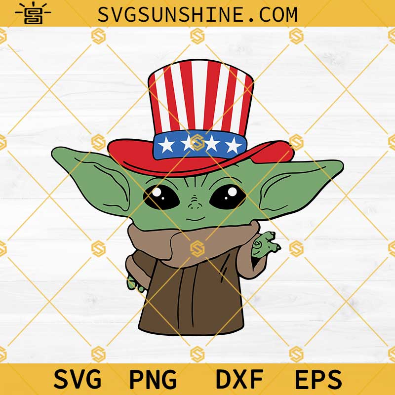 Baby Yoda 4th Of July Independence Day SVG PNG DXF EPS Digital Download