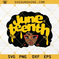 Juneteenth Dripping Black Woman SVG PNG DXF EPS Cut Files For Cricut Silhouette