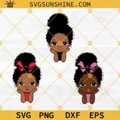 Peekaboo Afro Puff Girl SVG Bundle, Peekaboo Black Girl SVG PNG DXF EPS Cricut