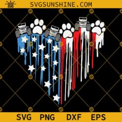 Dripping American Flag Heart Jeep Paws SVG, 4th Of July Jeep And Paws SVG