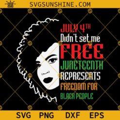 Afro Girl SVG, Juneteenth SVG, July 4th Didn't Set Me Free Juneteenth Represents Freedom For Black People SVG