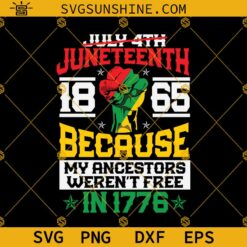 Juneteenth SVG, Freedom Day SVG, BLM SVG, Juneteenth 1865 Because My Ancestors Weren’t Free In 1776 SVG, Equality Rights SVG, Africa Black History SVG