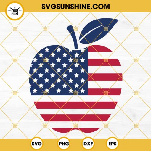 Apple American Flag SVG, Apple SVG, American Flag SCF, Apple 4th Of July SVG
