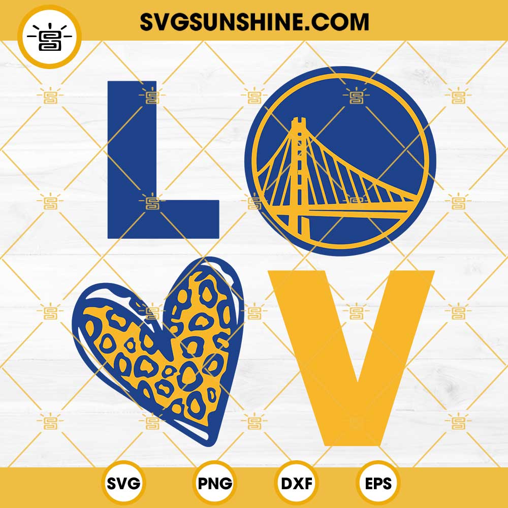 Golden State Warriors SVG, Love Warriors Heart Leopard SVG, Basketball SVG Cricut File Silhouette Digital