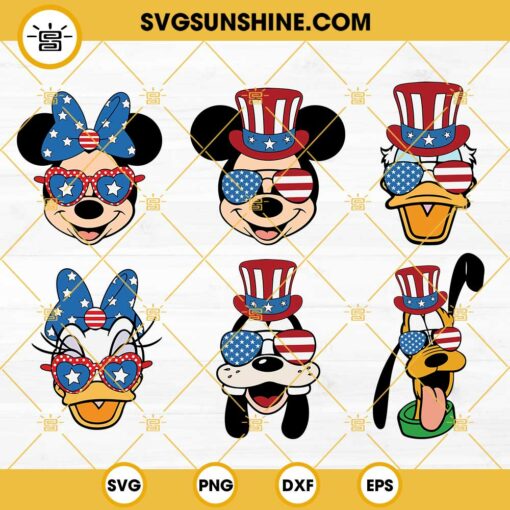 Disney Happy 4th of July SVG Bundle, Fourth Of July SVG, Mickey and Minnie 4th of July SVG, American Flag Sunglasses SVG, Disney Patriotic SVG