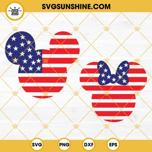 Disney 4th Of July SVG, Mickey Minnie Mouse American Flag SVG