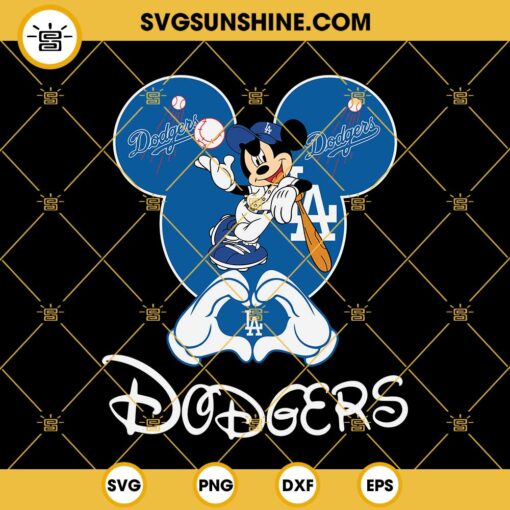 Mickey Los Angeles Dodgers SVG, Disney Mickey Mouse Love Los Angeles Dodgers SVG, LA Dodgers Heart SVG, Dodgers SVG