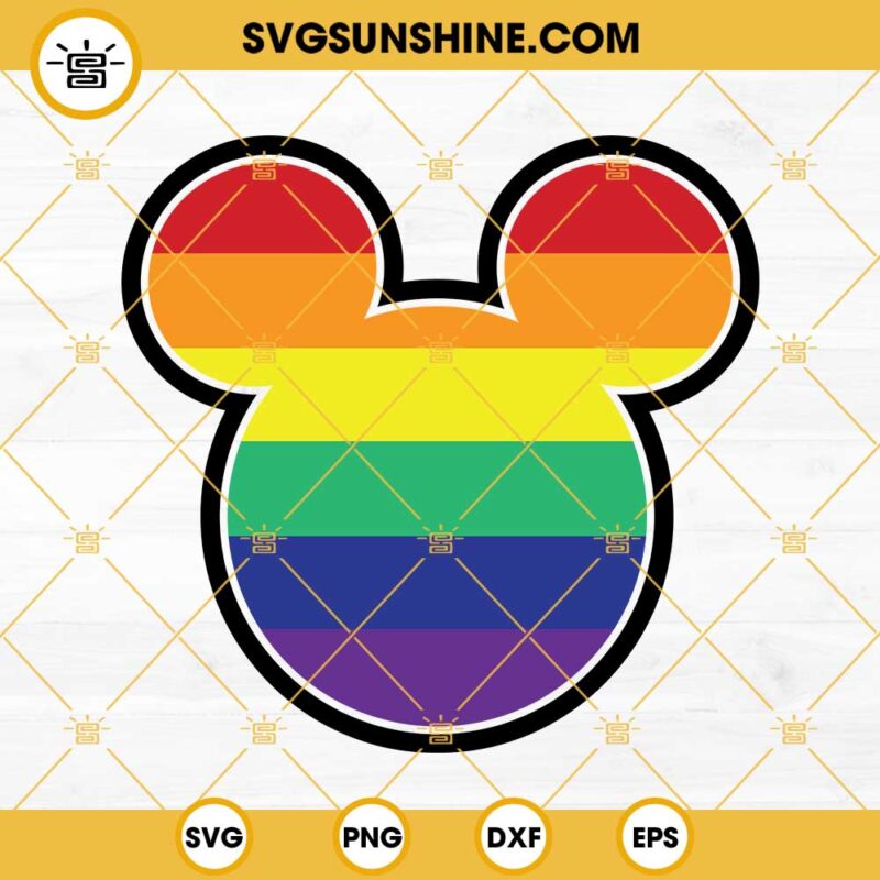 Disney Pride LGBTQ SVG, Mickey Head Pride SVG, Mickey LGBT Pride SVG, Gay Pride SVG