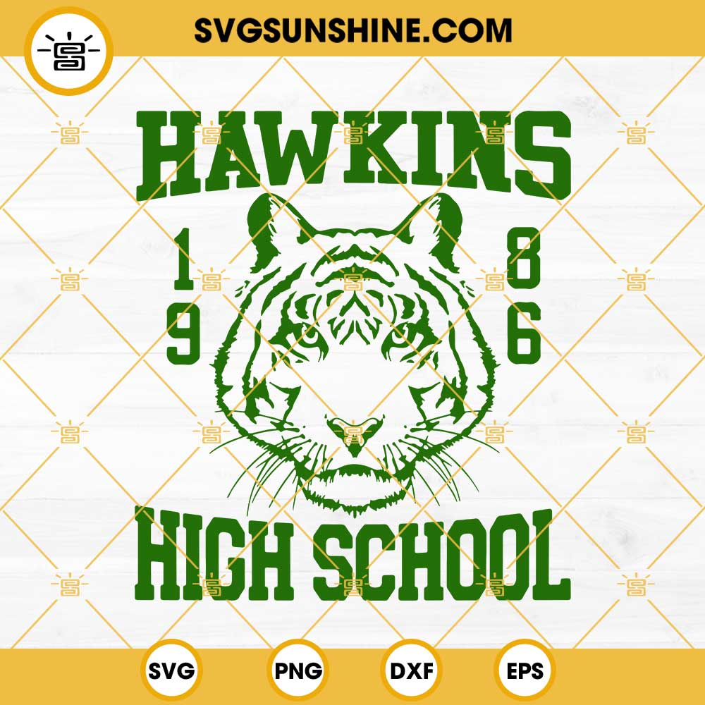 Hawkins High School 1986 Tigers SVG, Stranger Things 4 SVG, Hawkins High School Logo Tiger SVG PNG DXF EPS