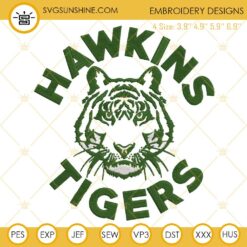 Hawkins Tigers Stranger Things Embroidery Designs, Hawkins High School Tigers Embroidery Designs