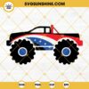 Monster Truck SVG, American Colors SVG File For Cricut Silhouette, Patriotic Monster Truck SVG