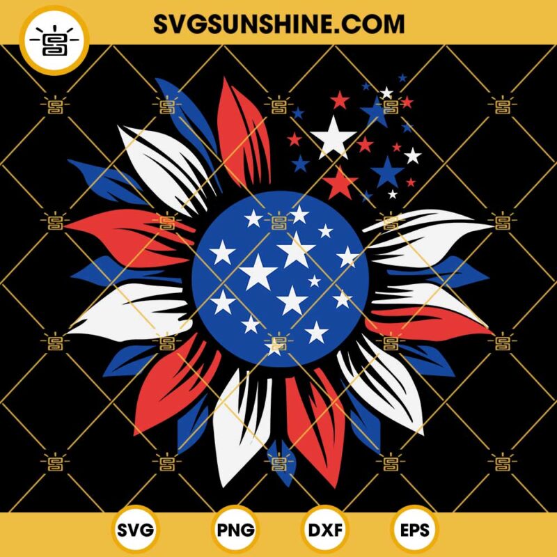 Patriotic Sunflower SVG, Usa Sunflower SVG, 4th Of July SVG, American