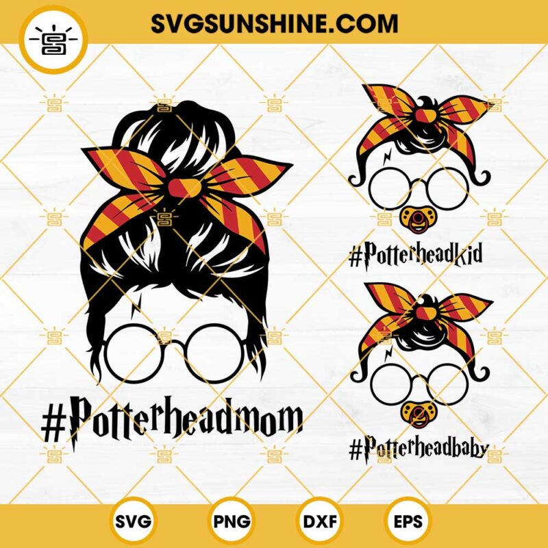 Potterhead Mom Kid Baby SVG Bundle, Harry Potter Head SVG, Potterhead