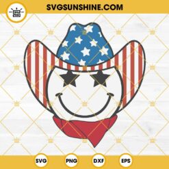 4th Of July Smiley Cowboy SVG, Cowboy Fourth Of July SVG, Patriotic Cowboy Flag Hat SVG