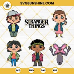 Stranger Things SVG, Stranger Things Friends Chibi SVG Bundle, Eleven, Max, Dustin, Lucas Sinclair Stranger Things SVG PNG DXF EPS Vector Clipart