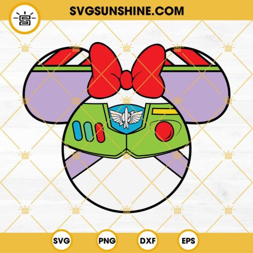 Buzz Lightyear Minnie Head SVG, Buzz Lightyear SVG, Minnie Mouse Ears SVG