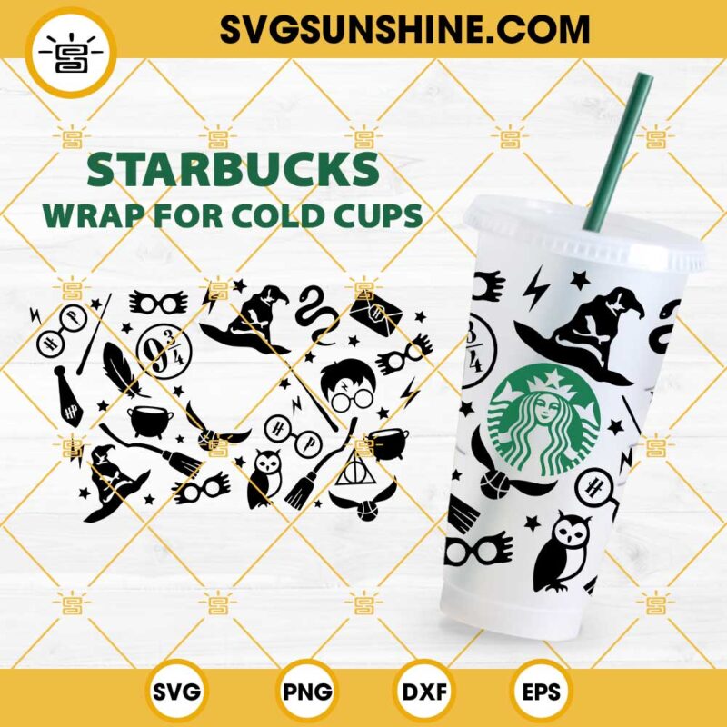 Harry Potter Starbucks SVG, Magic Wizard Full Wrap SVG, Starbucks SVG Wrap, Starbucks Magic SVG