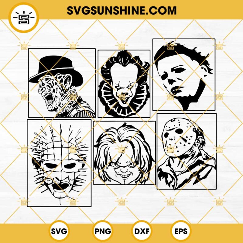 Horror Movie Characters SVG, Chucky SVG, Freddy SVG, Pinhead SVG, Micheal Myers SVG, Pennywise SVG