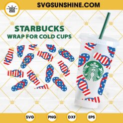 Flip Flops 4th Of July Starbucks Cup SVG, Full wrap American Flag Flip Flops Starbucks Cup SVG