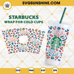 Leopard USA Starbucks Cup SVG, 4th Of July SVG, Happy 4th Of July Pattern Decal Full Wrap Starbucks Venti Cold Cup SVG