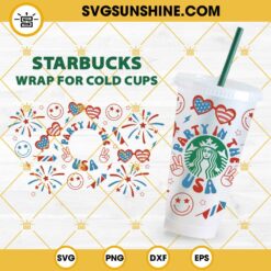 Party In the USA Starbucks Cup SVG, 4th Of July Full Wrap Starbucks Cold Cup SVG