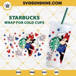 4th Of July Minnie Mouse Starbucks SVG, Fireworks 4th Of July Starbucks Cup Full Wrap SVG