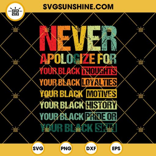 Juneteenth Black Pride Never Apologize For Your Blackness SVG, Juneteenth SVG, Black History SVG, Black Pride SVG, Black Skin SVG