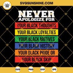 Never Apologize For Your Blackness Juneteenth SVG, Africa SVG, African American SVG, Black Pride SVG, Black SVG