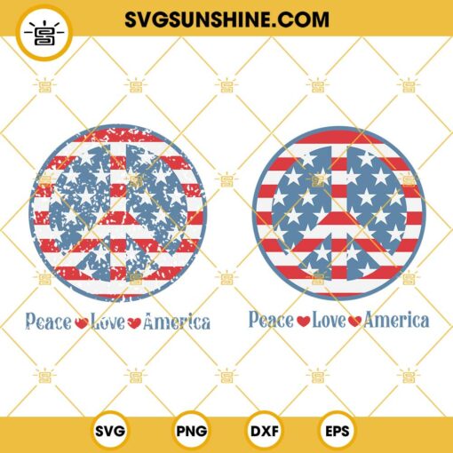 Peace Love America SVG Bundle, 4th Of July SVG, Patriotic SVG, Peace Sign SVG, America SVG