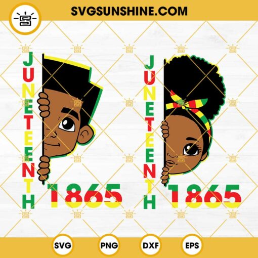 Juneteenth 1865 Black Kids SVG Bundle, Juneteenth 1865 SVG, Peekaboo Afro Boy Girl Peeking SVG, Juneteenth SVG, Afro Child SVG