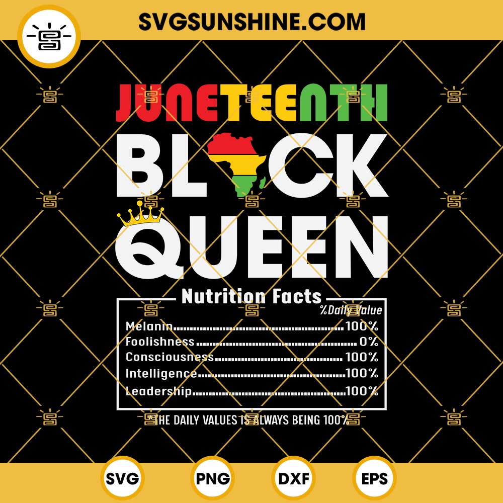 Juneteenth Black Queen Nutritional Facts Svg, Juneteenth 1865 Svg, Freedom Day Svg, Juneteenth Black Queen Svg, African American Svg