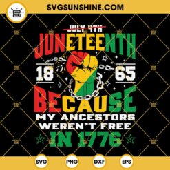 Juneteenth SVG, Juneteenth 1865 Because My Ancestors Weren't Free In 1776 SVG PNG DXF EPS