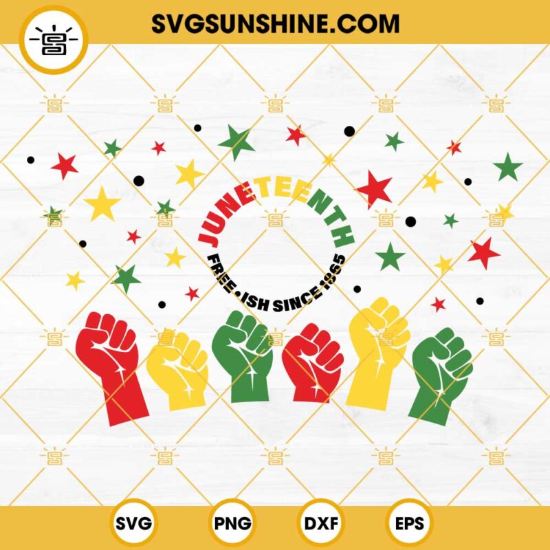 Juneteenth Starbucks Wrap Svg, Full Wrap Black American Freedom Day Svg, June 19th 1865 Svg, Full Wrap For Starbucks Venti Cold Cup Svg