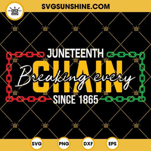 Juneteenth Breaking Every Chain Since 1865 SVG PNG DXF EPS Cricut