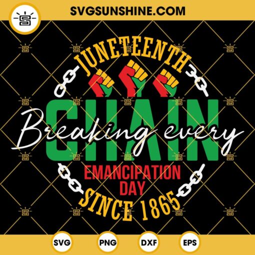 Juneteenth Breaking Every Chain Since 1865 SVG, Emancipation Day SVG, Juneteenth SVG PNG DXF EPS